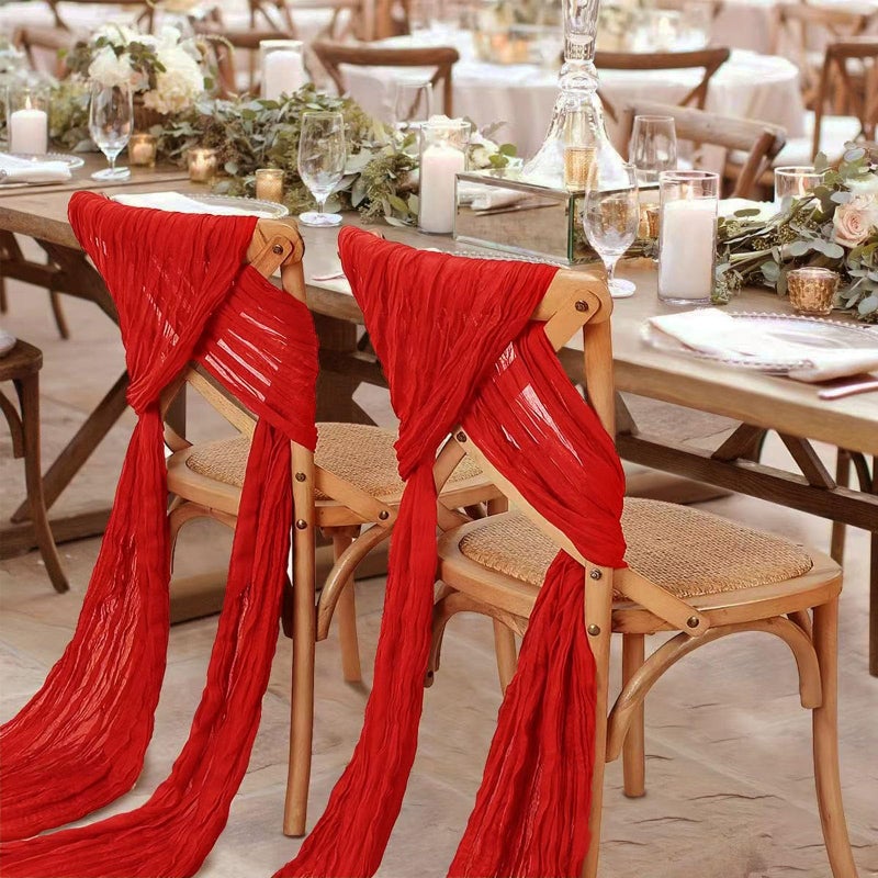 Seveups 12Pack Red Cheesecloth Table Runner 10Ft Gauze Table Runner Red Cheese Cloth Table Runners Long Sheer Fabric Tablerunners for Wedding Party Bridal Shower Thanksgiving Christmas - Image 3