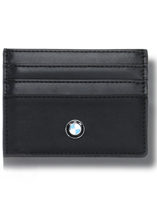 BMW Black Leather Card Holder – Premium Designer Card Case for Men & Women – Elegant & Slim - Image 1