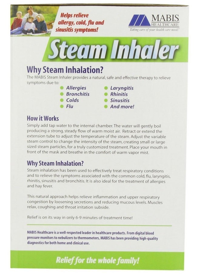 Mabis - Facial Steamer Steam Inhaler Fsa Eligible Vaporizer Or Vocal Steamer With Aromatherapy Diffuser And Soft Face Mask For Cleansing Sinus Pressure Congestion Colds And Cough 25Ml - Image 1