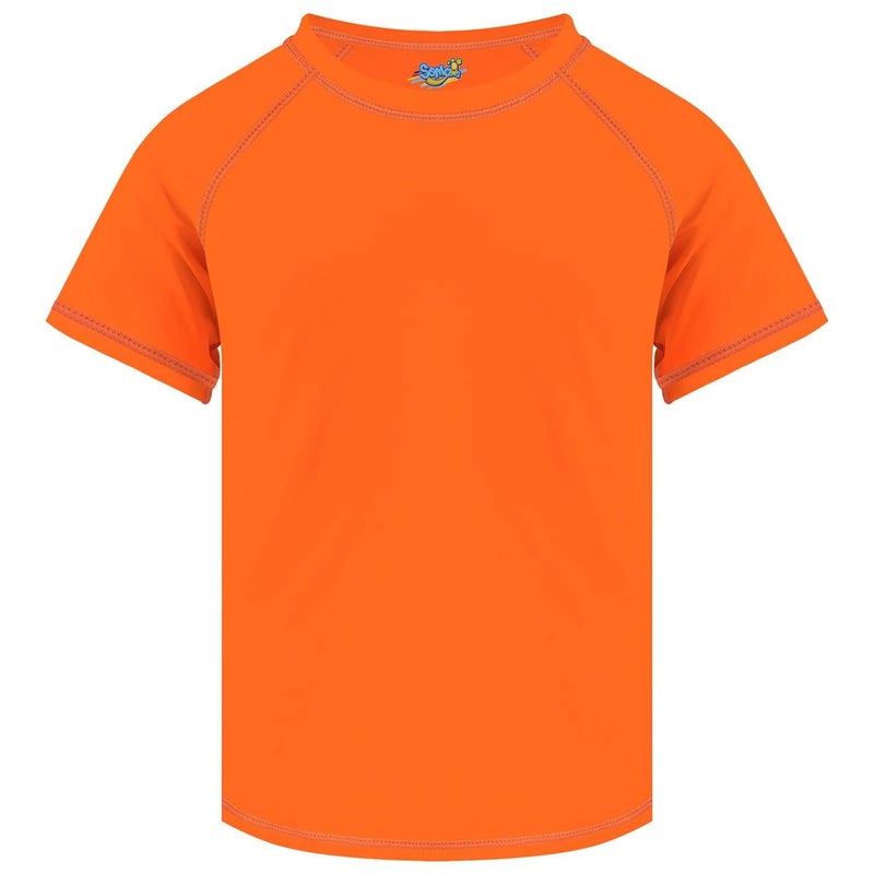 Semois Boys Rash Guard Short Sleeve, Orange UPF 50+ Sun Protection Rashguard Slim Fit Swim Shirt Fishing Surf Quick Dry Cool Beach Clothes for Toddler Youth Kids Size 2T Sports - Image 3