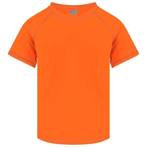 Semois Boys Rash Guard Short Sleeve, Orange UPF 50+ Sun Protection Rashguard Slim Fit Swim Shirt Fishing Surf Quick Dry Cool Beach Clothes for Toddler Youth Kids Size 2T Sports - Image 1
