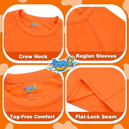 Semois Boys Rash Guard Short Sleeve, Orange UPF 50+ Sun Protection Rashguard Slim Fit Swim Shirt Fishing Surf Quick Dry Cool Beach Clothes for Toddler Youth Kids Size 2T Sports - Image 5