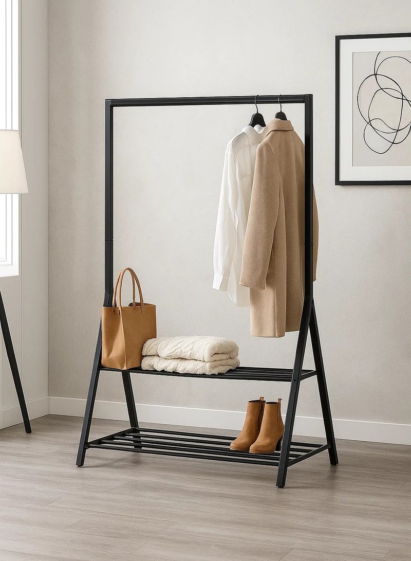 لوفت حامل شماعات الملابس، L121XP56.5XH167CMS، أسود، مكواة مع رف - 193462 - Image 5