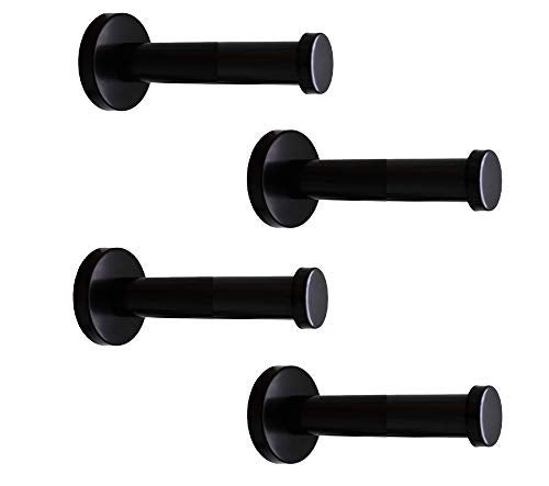 NELXULAS Classic Black Stainless Steel Heavy Duty Wall Mount Hooks, Bath Towel Hooks, Coat Hanger, Handbag Hooks, 4 in Pack (4") - Image 1