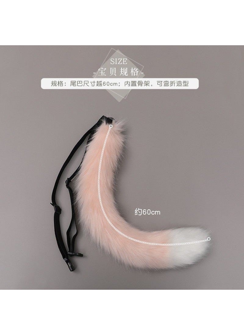 Generic Furry Fox Tail Cosplay Adjustable Costume Accessory pink white tip 