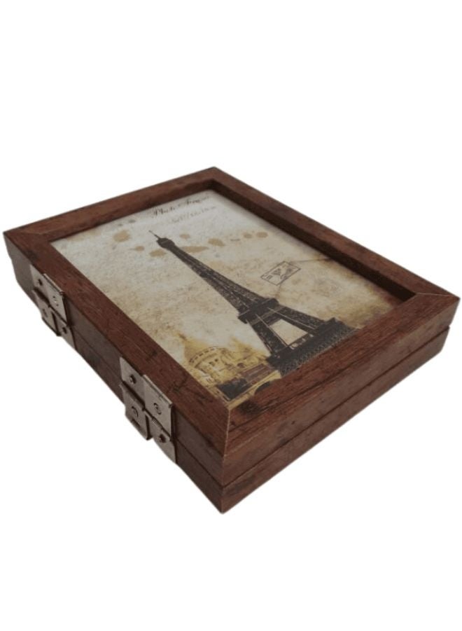Dual-Fold Wooden Photo Frame: Showcasing Memories in Style and Flexibility (Four Photos) ( Dark Brown) - Image 4