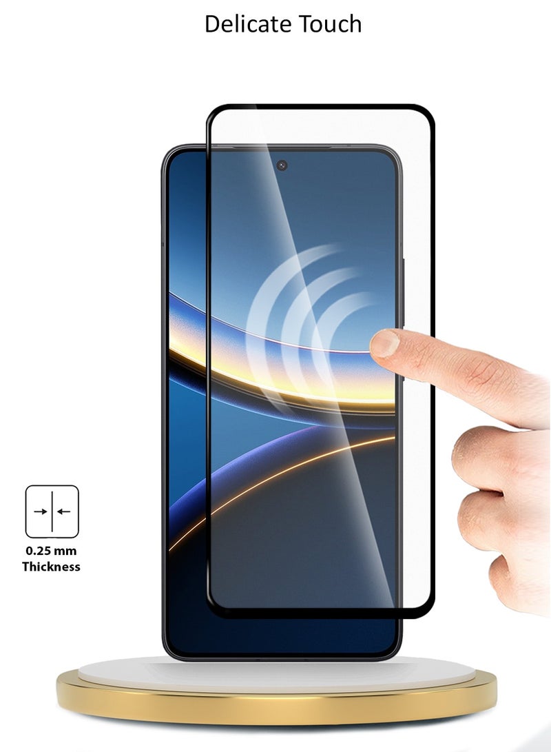 دبليو تيك زجاج حماية الشاشة بالكامل من نوع الغراء الكامل بالتقنية المحصنة لجهاز Xiaomi Poco F7 Pro / Xiaomi Poco F7 Ultra 5G 2025 سلسلة Premium E2E - شفاف/أسود - Image 3