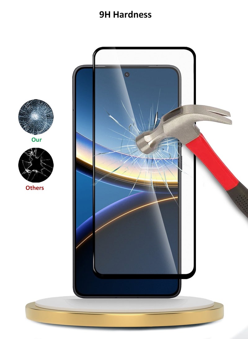 دبليو تيك زجاج حماية الشاشة بالكامل من نوع الغراء الكامل بالتقنية المحصنة لجهاز Xiaomi Poco F7 Pro / Xiaomi Poco F7 Ultra 5G 2025 سلسلة Premium E2E - شفاف/أسود - Image 4