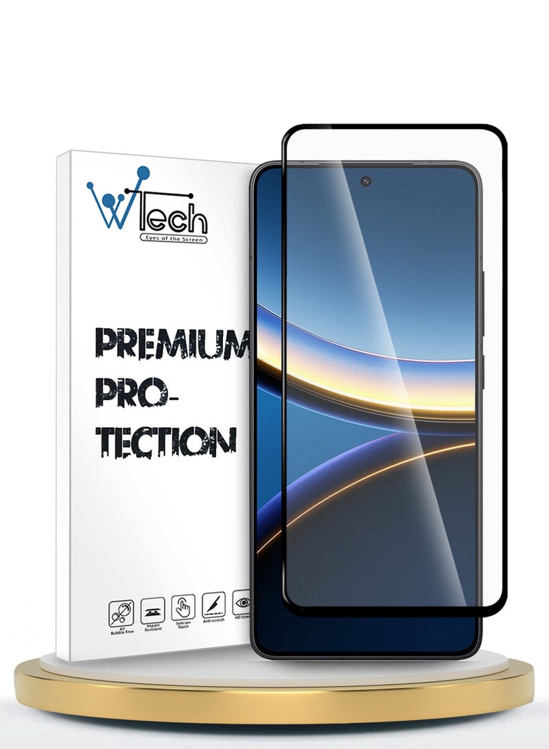 دبليو تيك زجاج حماية الشاشة بالكامل من نوع الغراء الكامل بالتقنية المحصنة لجهاز Xiaomi Poco F7 Pro / Xiaomi Poco F7 Ultra 5G 2025 سلسلة Premium E2E - شفاف/أسود - Image 1