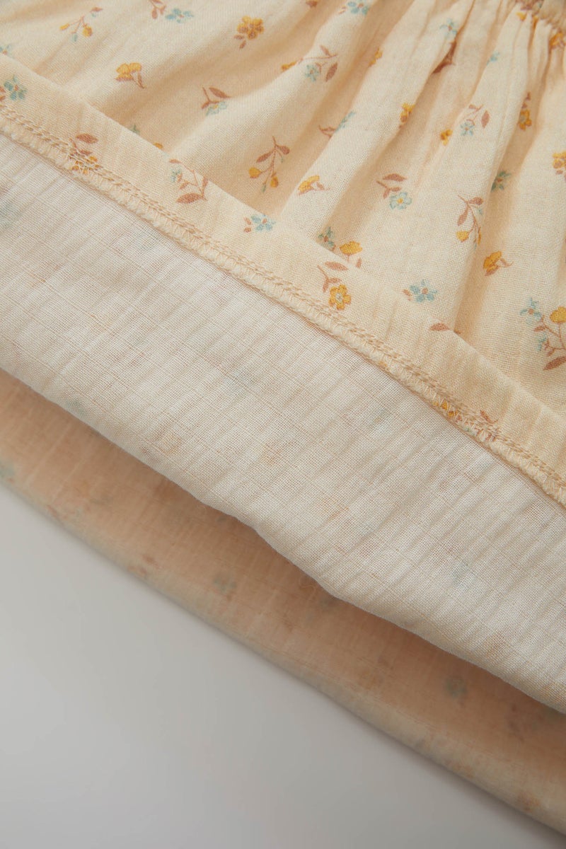 ديفاكتو فستان بيبي بناتي فلورال مضلع قصة عادية كم طويل بياقة مستديرة - Image 4