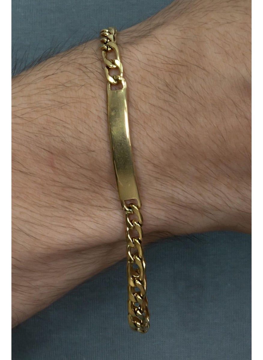 Takı Dükkanı Personalized Name Written Gold Plated Steel Men's Bracelet ack06isr  - Image 4