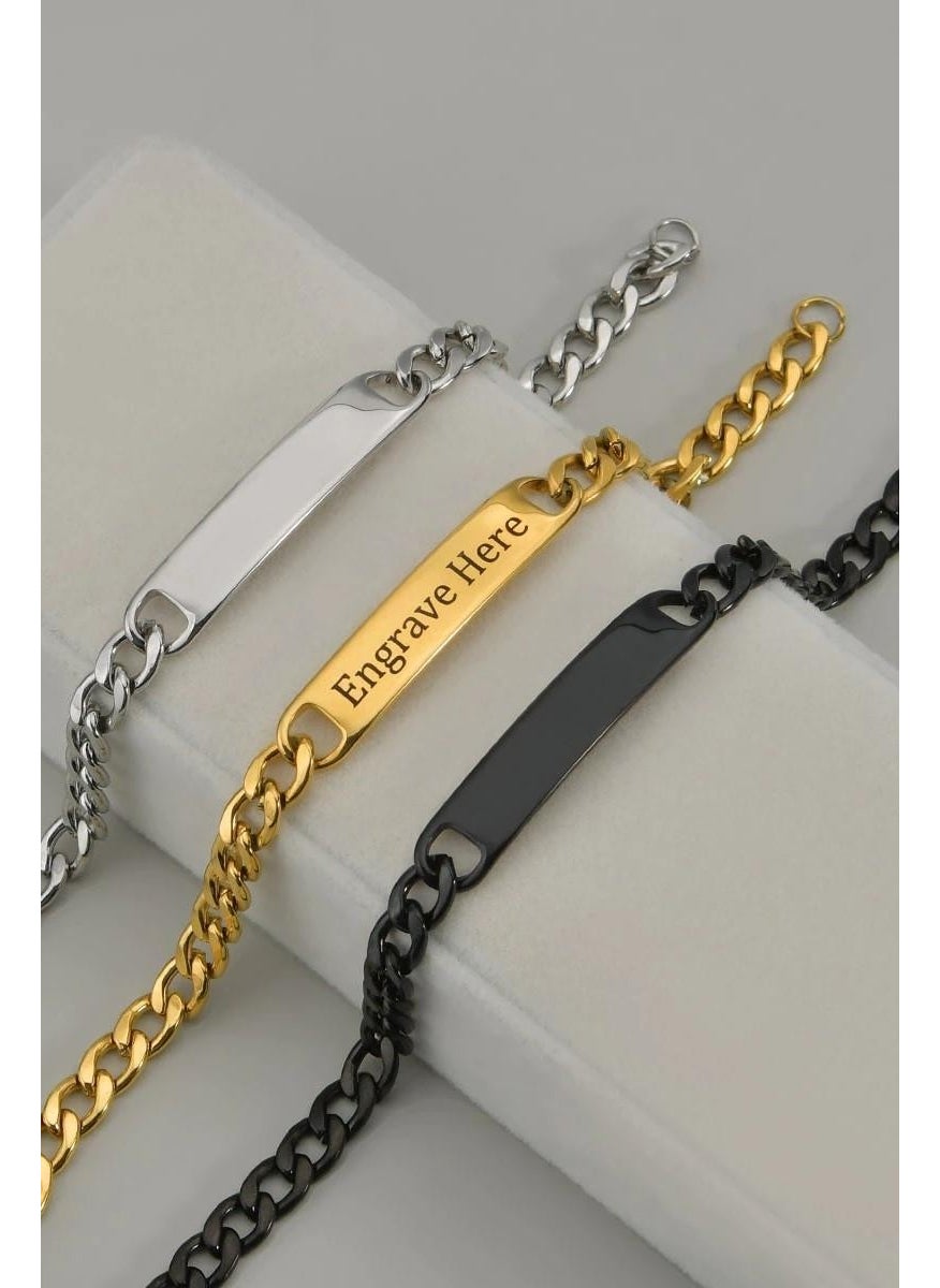 Takı Dükkanı Personalized Name Written Gold Plated Steel Men's Bracelet ack06isr  - Image 5
