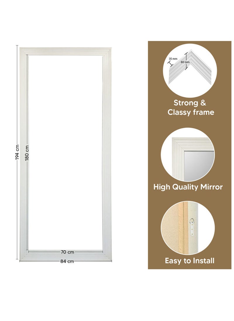 Decorhills Large Full-Length Dressing Mirror 70×180cm | Wall-Mounted Rectangular Mirror for Bedroom, Hallway, and Living Room | Thick PVC Frame | High-Definition Glass, Durable & Modern Design - White - Image 3