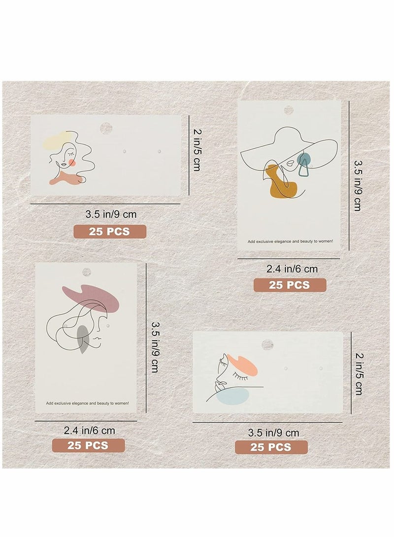 SYOSI Earring Holder Cards, Earring Display Holder Cards set for Earrings Necklace Jewelry Display and Packaging, 4 Patterns, Total 100 Pcs Earring Cards and Self- Sealing Bags - Image 2