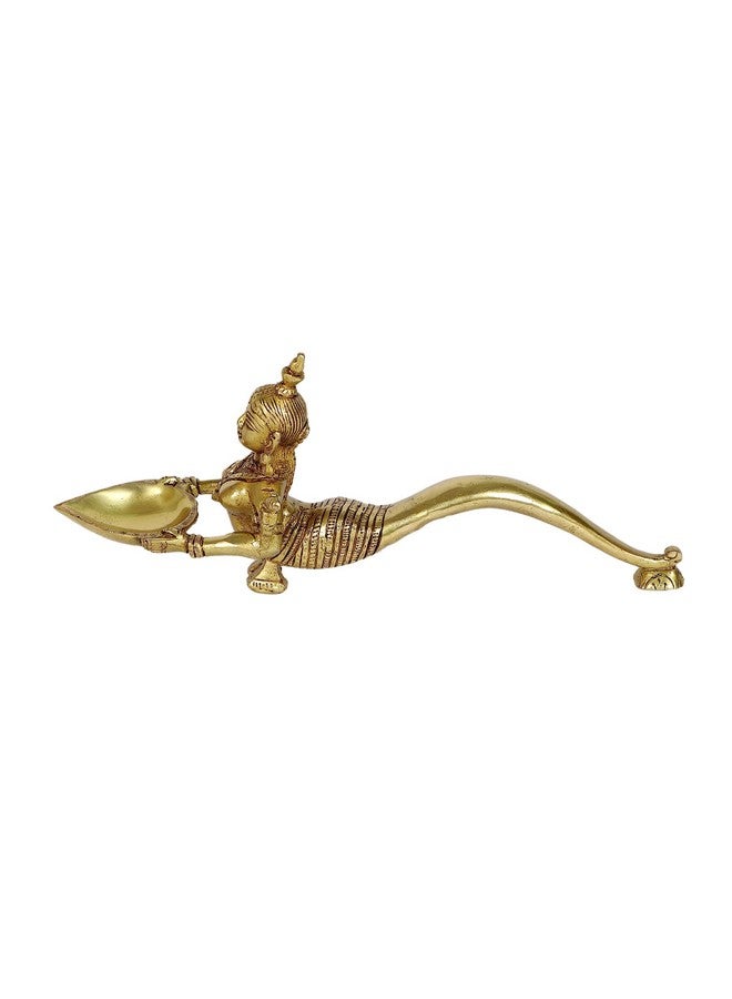 Two Moustaches Mermaid Design Brass Aarti Diya, Brass Pooja Spoon, Housewarming Gifts, Brass Oil Lamp, Standard, Pack Of 1 - Image 2