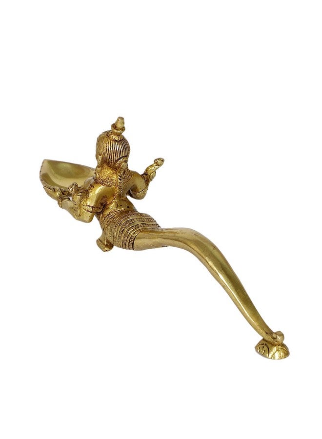 Two Moustaches Mermaid Design Brass Aarti Diya, Brass Pooja Spoon, Housewarming Gifts, Brass Oil Lamp, Standard, Pack Of 1 - Image 4