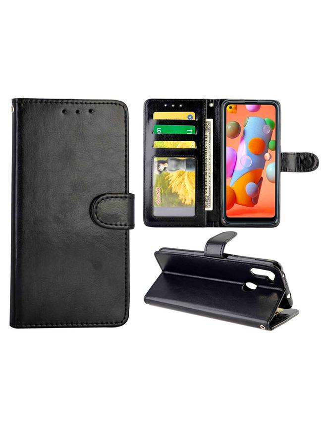 Zaboon Case For Galaxy A11 Crazy Horse Texture Leather Horizontal Flip Protective Case with Holder & Card Slots & Wallet & Photo Frame  - Image 1