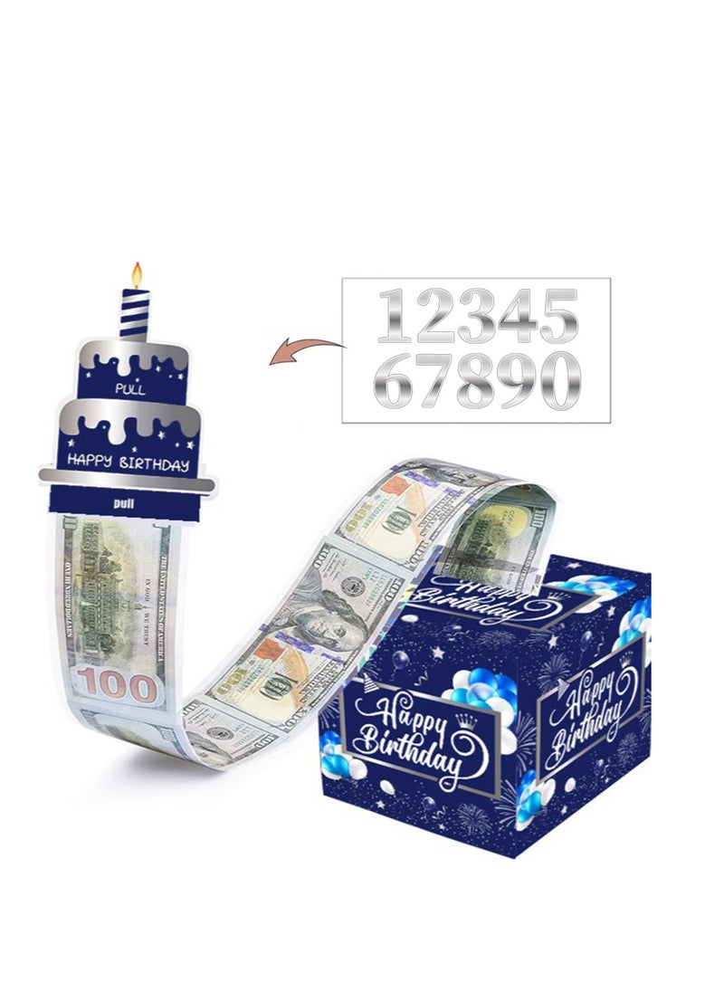 Generic Happy Birthday Surprise Money Pull Box with DIY Stickers, Creative Cash Gift Pull Out Cake Card for Any Age, Includes 50Pcs Bags, Perfect for Birthday Party and Celebrations  - Image 1