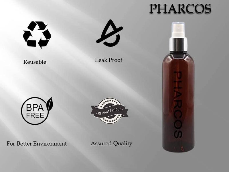 Pharcos 200Ml Amber Plastic Bottle With Silver Metallic Collar White Mist Spray Unbreakable LeakProof Refillable Containers For Home Office Car And Cleaning Oils Sanitizers Pack Of 4 - Image 3