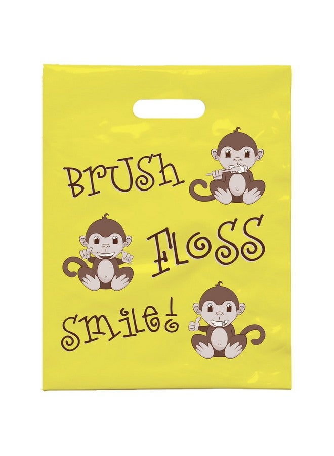 1109658 حقيبة فرشاة خيط تنظيف الأسنان سمايل مونكي، 7 3/4 بوصة × 9 بوصة، عبوة من 100 قطعة