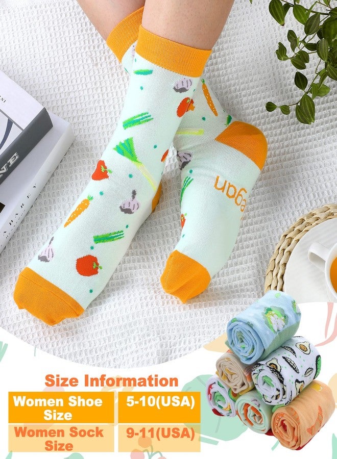 Liitrsh 6 Pairs Funny Vegan Gifts Ideas for Women Vegetarian Socks Novelty Vegetable Fruit Pattern Crew Socks for Women Men Christmas Stocking Stuffers - Image 4