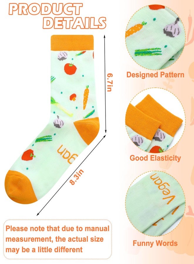 Liitrsh 6 Pairs Funny Vegan Gifts Ideas for Women Vegetarian Socks Novelty Vegetable Fruit Pattern Crew Socks for Women Men Christmas Stocking Stuffers - Image 3