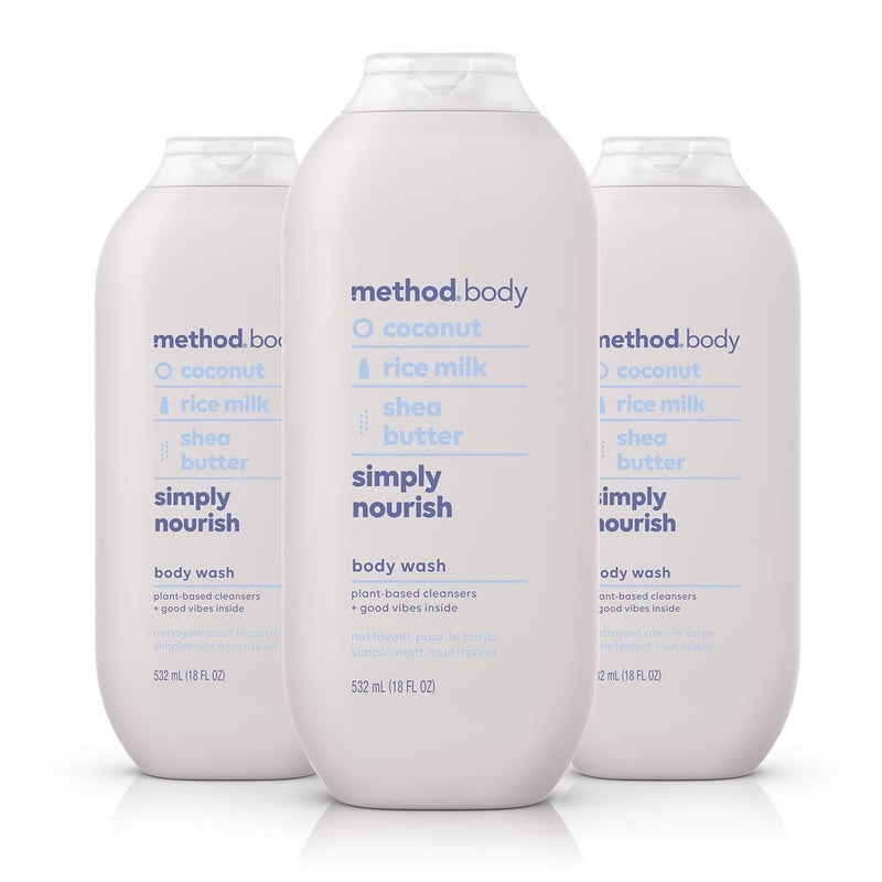 Method Body Wash, Simply Nourish, Paraben and Phthalate Free, 18 oz (Pack of 3) - Image 1