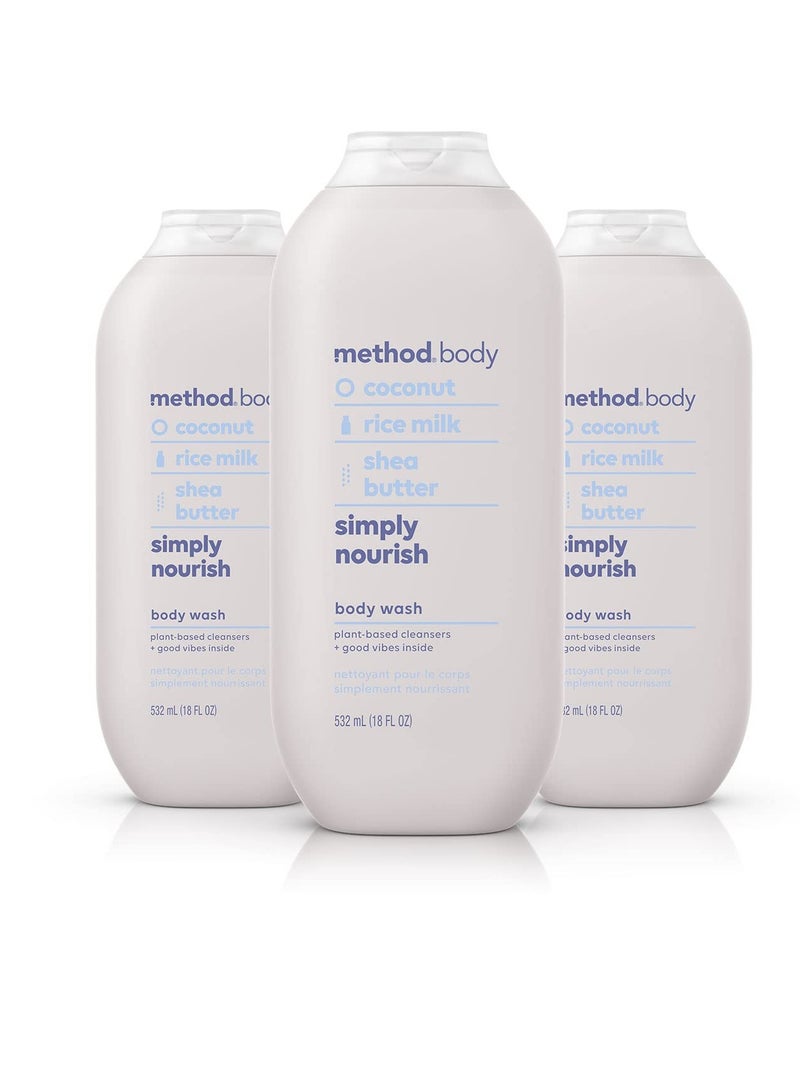 Method Method Body Wash, Simply Nourish, Paraben and Phthalate Free, Biodegradable Formula, 18 oz (Pack of 3) - Image 1