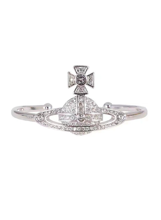 JEEJPV Saturn bracelet full of diamonds, classic planet bracelet, high-end niche opening, adjustable and versatile - Image 2