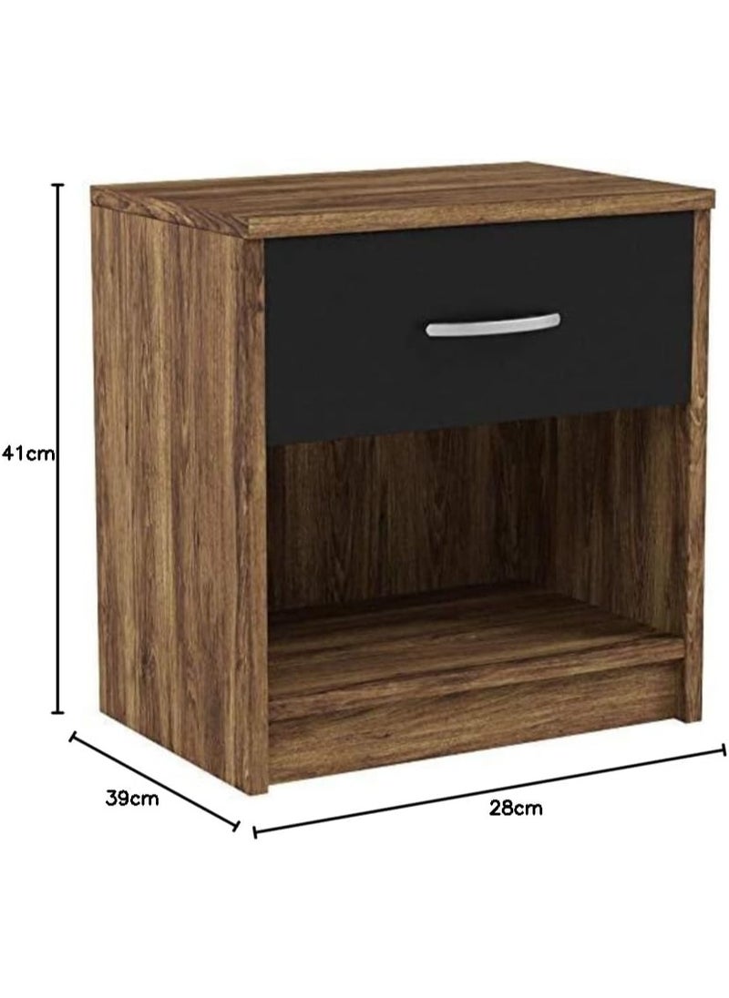 Generic Stella Trading Bedside Table, Wood, Columbia Walnut/ABS Black, 28 x 39 x 41 cm  - Image 3