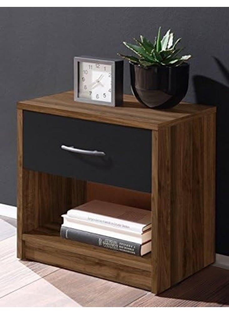 Generic Stella Trading Bedside Table, Wood, Columbia Walnut/ABS Black, 28 x 39 x 41 cm  - Image 2