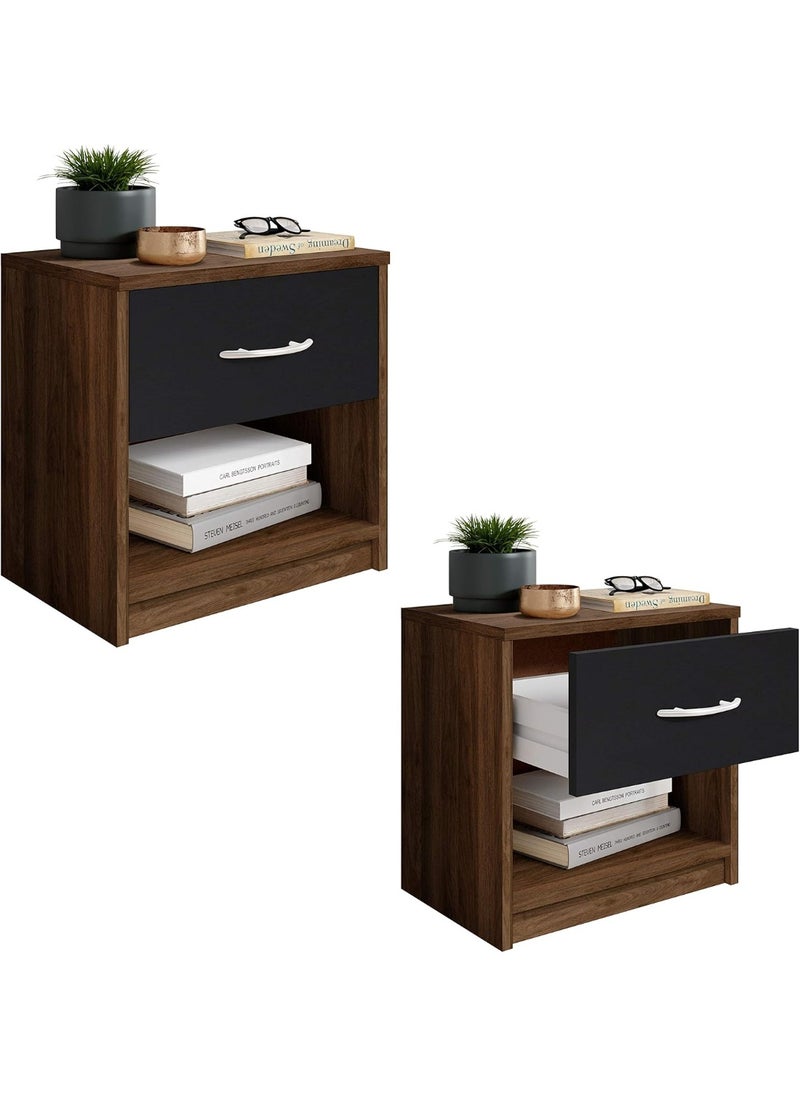 Generic Stella Trading Bedside Table, Wood, Columbia Walnut/ABS Black, 28 x 39 x 41 cm  - Image 5