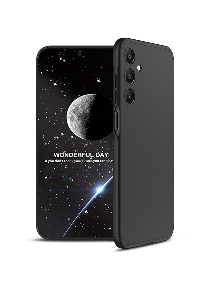 LEEKA غطاء سامسونج A25 كامل 3 في 1 360º مضاد للصدمات درع صلب غير لامع قوي غطاء خلفي من مادة PC أسود - Image 1