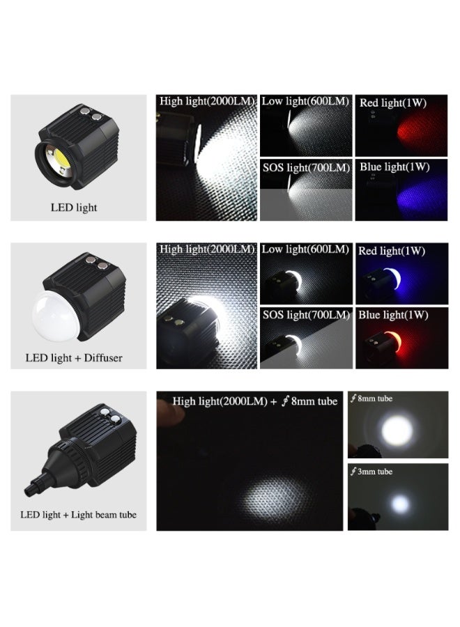 PULUZ 60m Underwater LED Photography Fill Light 7.4V/1100mAh Diving Light for GoPro Hero11 Black / HERO10 Black / HERO9 Black /HERO8 / HERO7 /6 /5 /5 Session /4 Session /4 /3+ /3 /2 /1, Insta360 ONE R, DJI Osmo Action and Other Action Cameras - Image 4