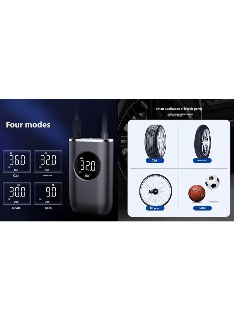 مضخة هواء كهربائية لاسلكية بإيقاف تلقائي إعادة تعبئة قوية خلال 20 ثانية متوافقة مع السيارات والدراجات والكرات والعوامات - Image 2