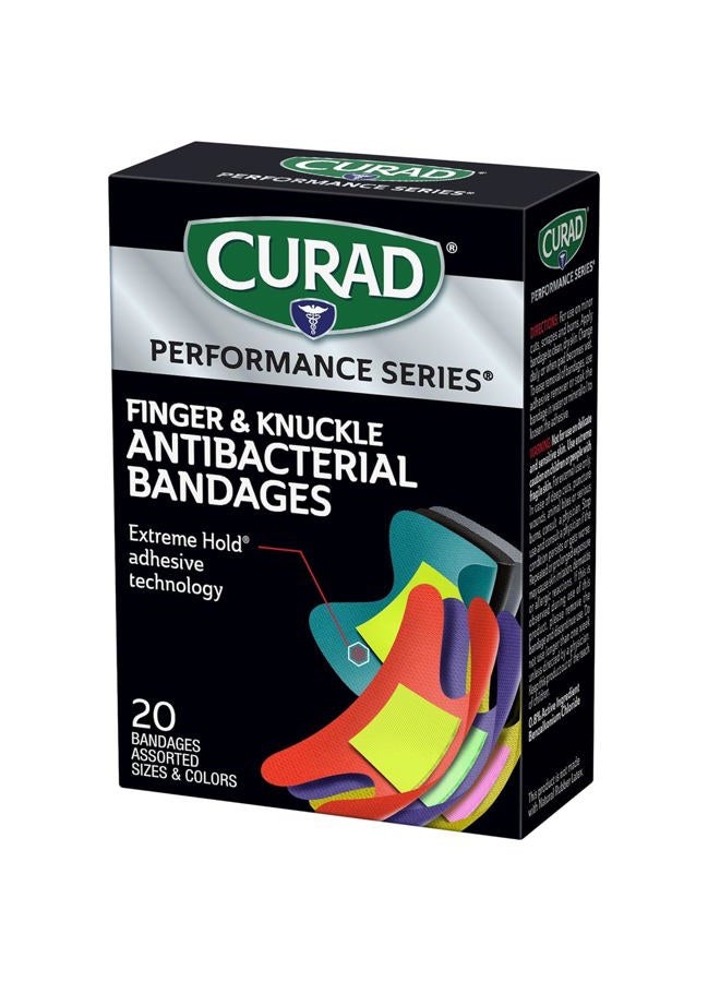 CURAD CURIM5021 Performance Series Ironman Fingertip and Knuckle Antibacterial Bandages, Extreme Hold Adhesive Technology, Fabric Bandages, 20 Count - Image 2