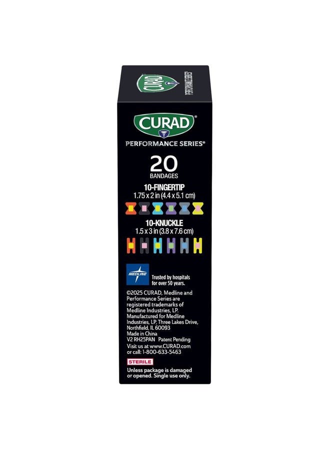 CURAD CURIM5021 Performance Series Ironman Fingertip and Knuckle Antibacterial Bandages, Extreme Hold Adhesive Technology, Fabric Bandages, 20 Count - Image 4