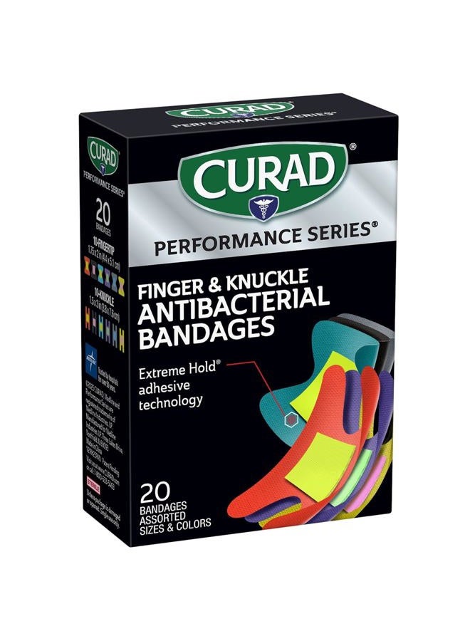 CURAD CURIM5021 Performance Series Ironman Fingertip and Knuckle Antibacterial Bandages, Extreme Hold Adhesive Technology, Fabric Bandages, 20 Count - Image 3