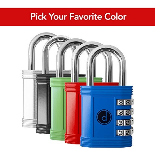 desired tools Padlock (2 Pack) 4 Digit Combination Lock - for Gym School Locker, Outdoor Gate, Shed, Fence, and Storage - Weatherproof Metal - Keyless, Easy to Set, Resettable - Red - Image 3