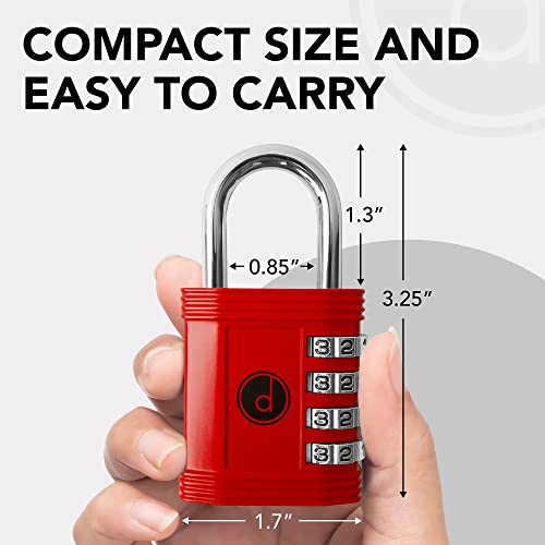 desired tools Padlock (2 Pack) 4 Digit Combination Lock - for Gym School Locker, Outdoor Gate, Shed, Fence, and Storage - Weatherproof Metal - Keyless, Easy to Set, Resettable - Red - Image 5