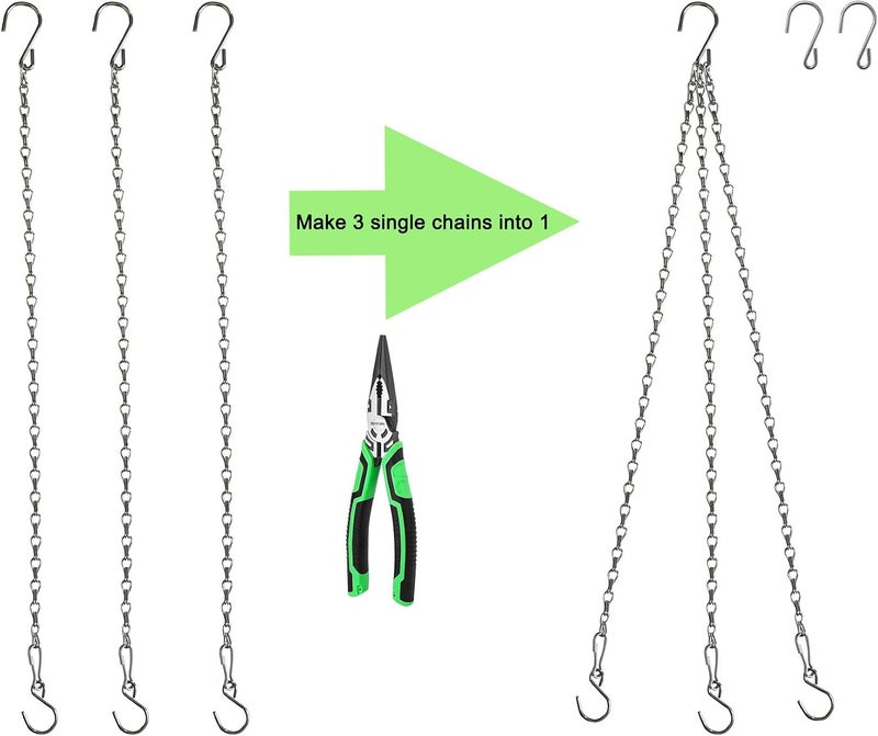 Sersberg Chain for Hanging Plants,21 Inch Silver Hanging Chain, Small Hanging Basket Chain Kits with Hooks for Bird Feeder Hanging Basket Extender Porch Wind Chime (Silver, 21 Inch-6PCS) - Image 5