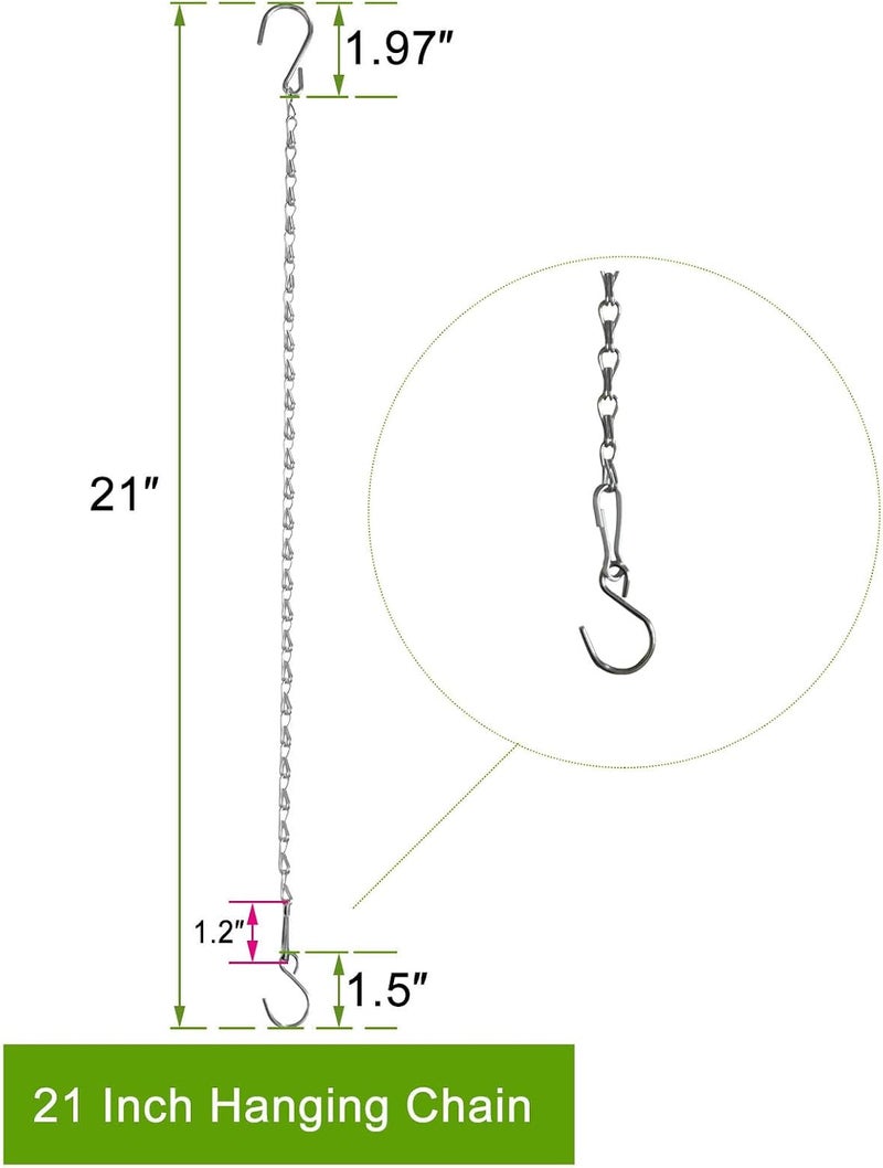 Sersberg Chain for Hanging Plants,21 Inch Silver Hanging Chain, Small Hanging Basket Chain Kits with Hooks for Bird Feeder Hanging Basket Extender Porch Wind Chime (Silver, 21 Inch-6PCS) - Image 2