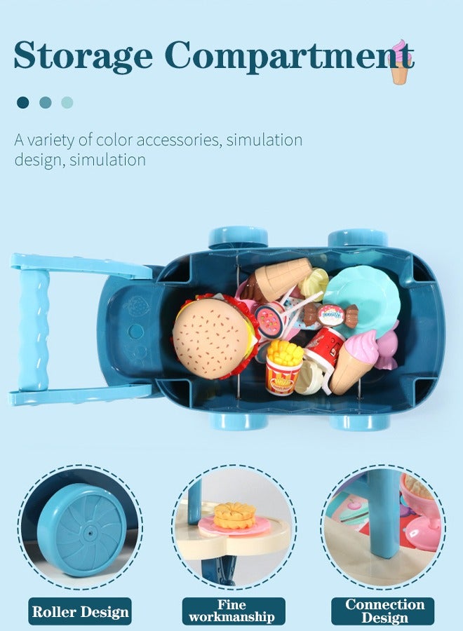 Quivlox Ice Cream Cart and Pretend Play Food Set,Candy Cart Ice Cream Shop,36PCS Ice Cream Toys Candy Cart,Kids Play House Toys with Candy Ice Cream Lollipop etc, Pretend Play Early Educational Toy Gift for Toddler Boys Girls 3+ Years Old  - Image 5