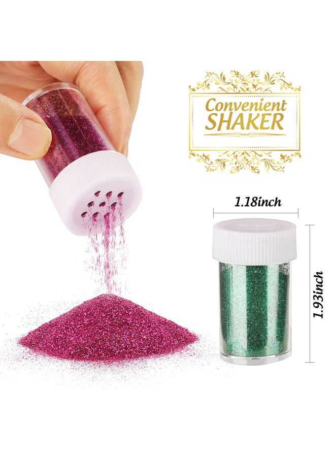 LEOBRO Glitter, 18 Pack Fine Glitter, Craft Glitter Powder Shake Jar, Multi Assorted Set Extra Fine Glitter for Resin Art Crafts Tumbler Scrapbook Jewelry Making, Body Face Hair Glitter, 15g/ Bottle, - Image 2