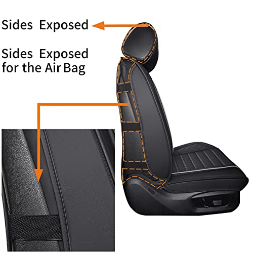 Aierxuan Leather Car Seat Covers Waterproof Universal Fit for Honda Hyundai Sonata Kona Accent Ford Fiesta Focus Buick Encore Mazda Mitsubishi with Split Bench 40/60(Full Set/Black-White A) - Image 4