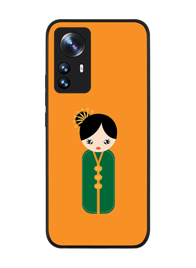 Rugged Black edge case for Xiaomi 12 / Xiaomi 12X Slim fit Soft Case Flexible Rubber Edges Anti Drop TPU Gel Thin Cover - Japanese Doll