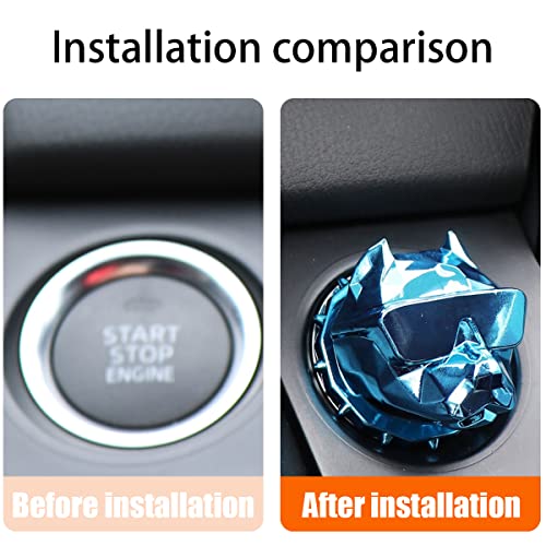 zipelo Car Push to Start Button Cover, Bully Dog Car One Button Start Stop Decorative Cover, Universal Vehicle Interior Engine Ignition Switch Protection Button Cover Sticker for Car SUV Truck (Blue) - Image 4