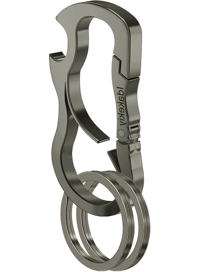 Idakekiy Idakey Full Stainless Steel Anti-lost KeyChain Carabiner Multi Function Home Tool with Bottle Opener for Home Larger Version (Dark Gray)  - Image 1