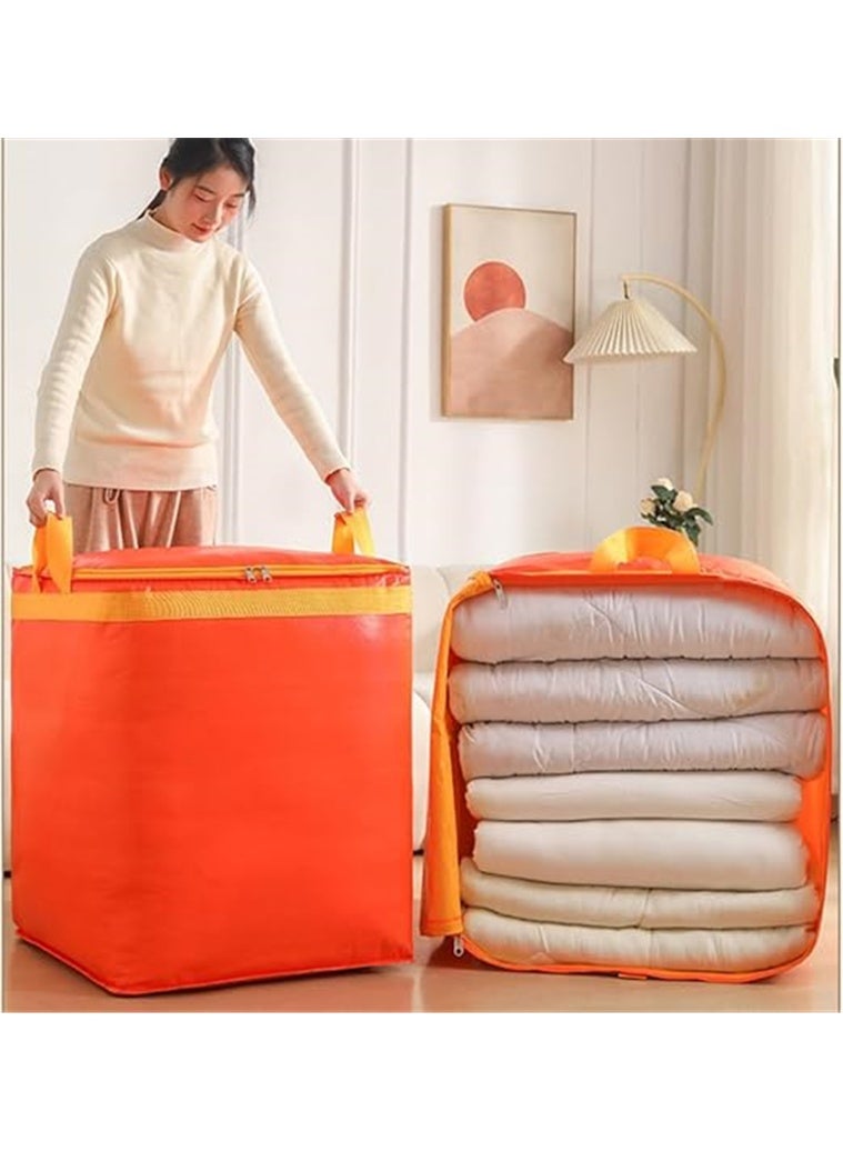 2 Pack Extra Large Moving Bags, Heavy Duty Storage Tote Packing Bags with Strong Zippers & Carrying Handles, Space Saving Oversized Storage Bag Organizer for Packing Moving and Traveling (2 Pack, Orange, 300L) - Image 2