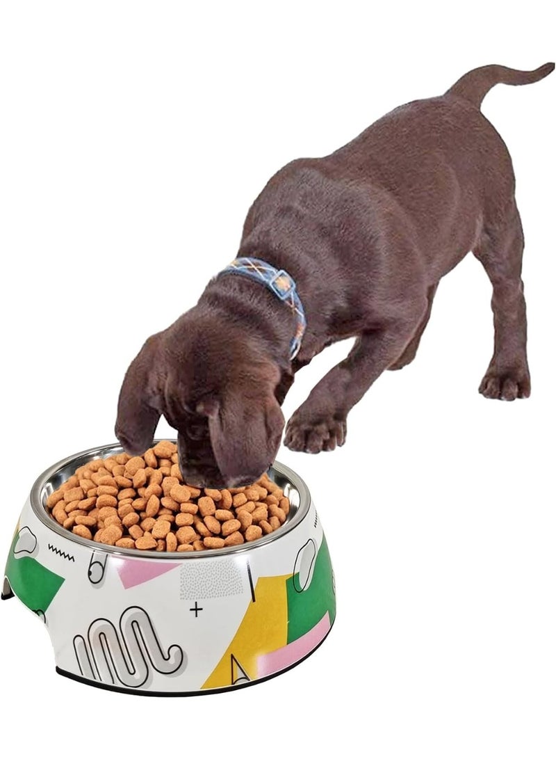 أن ان سي بيتس وعاء طعام للكلاب مع وعاء من الفولاذ المقاوم للصدأ، نمط لطيف، وقاعدة غير قابلة للانزلاق، وعاء طعام للحيوانات الأليفة شديد التحمل للسلالات الصغيرة والمتوسطة، مادة متينة وغير سامة، سهل التنظيف 18 سم (أبيض) - Image 1